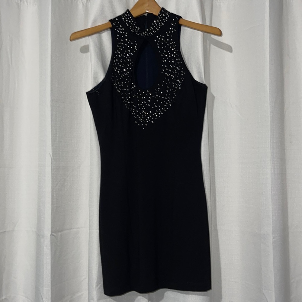 Black Bodycon Dress with Rhinestones